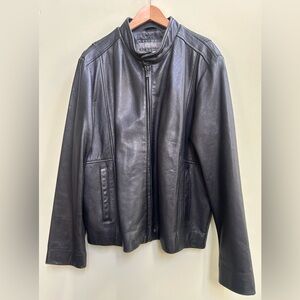 Men Kenneth Cole Classic Black Leather Jacket